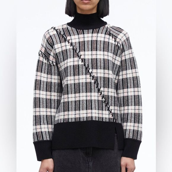 3.1 Phillip lim women's Wool Plaid Jacquard Oversized Sweater size‎ medium - Picture 1 of 13